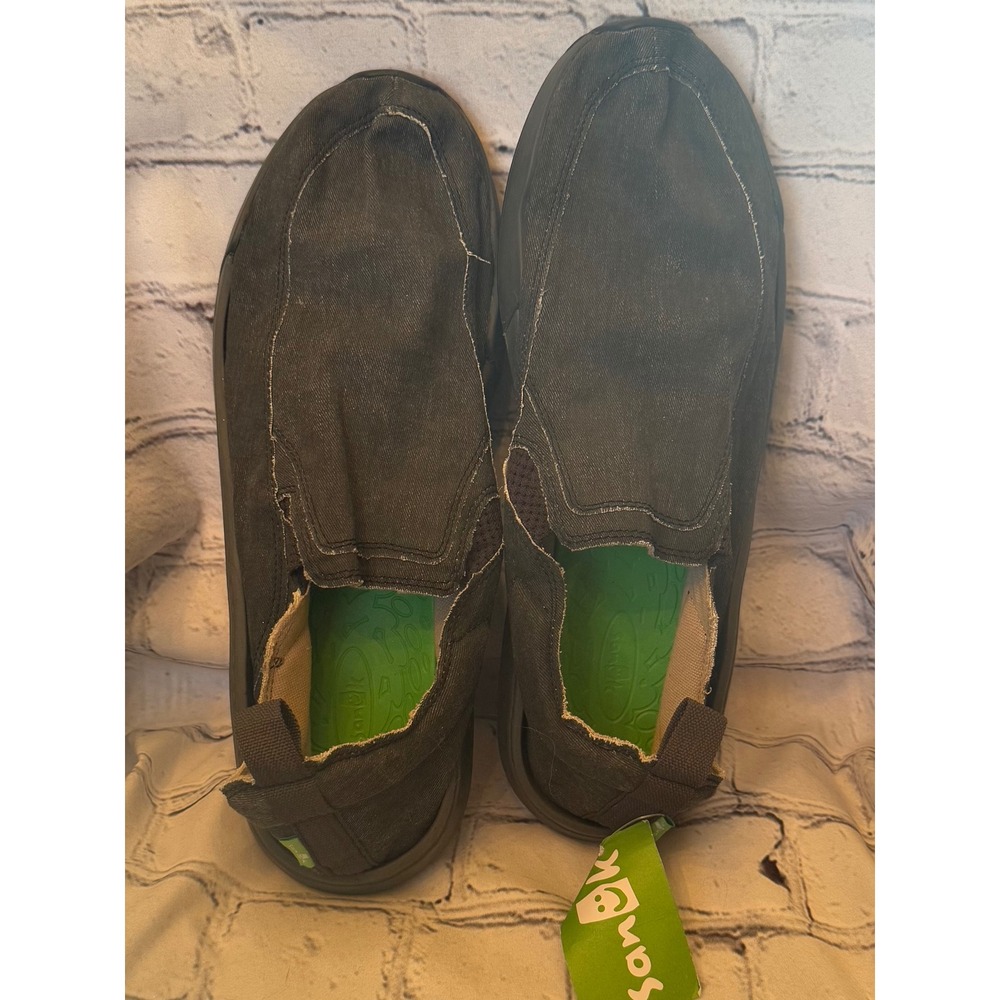 Sanuk Chiba Quest Slip On Shoes Mens Size 13 Green Canvas Casual Loafers NWT